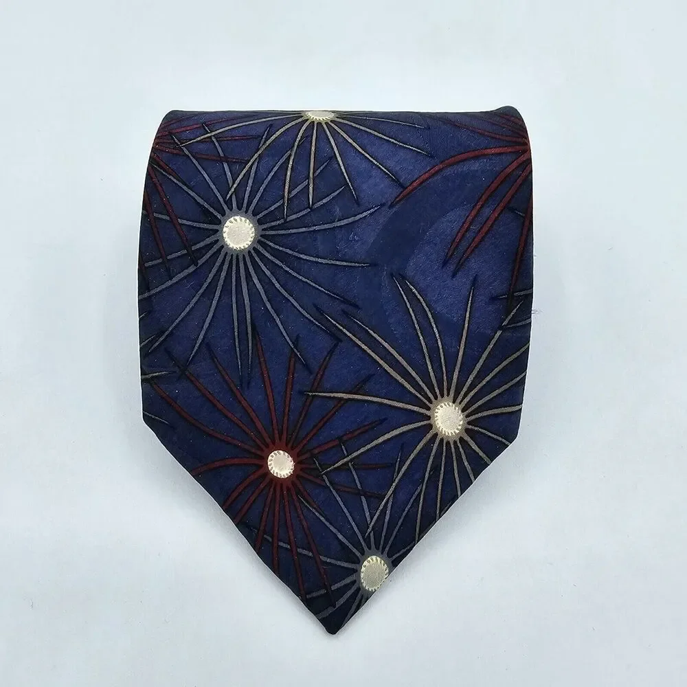Necktie Mens Vintage Woodward Purple, Blue, Red, Tan 55 By 4 Inches, Silk